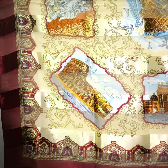 Elegant "Italian historical landmarks" Vivid Multicolor Scarf - Picture 6 of 6